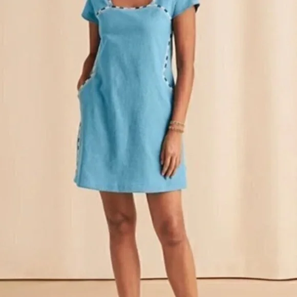 Faherty jetty shift embroidered blue dress - Picture 2 of 4